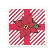 Serviettes de fête rouge Poinsettia pour les Fêtes