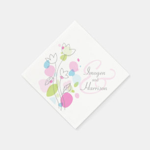 Jetables Serviettes de mariage à fleur confetti moderne
