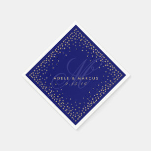 Jetables Serviettes de Mariage de Monogramme bleu étoilé
