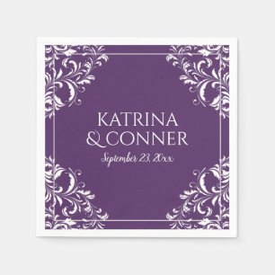 Jetables Serviettes de mariage élégantes   Nadine (prune/po