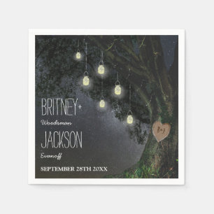 Jetables Serviettes de Mariage en chêne luciole Mason Jar