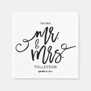 Jetables Serviettes de mariage modernes Calligraphie au p