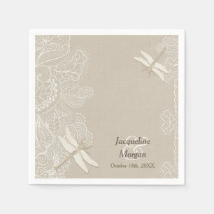 Jetables Serviettes de Mariage rustique Burlap et dentelle