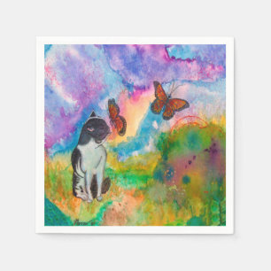 Jetables Serviettes de papier de chat et de monarques