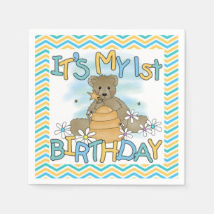Jetables Serviettes de papier de ęr anniversaire d'ours de
