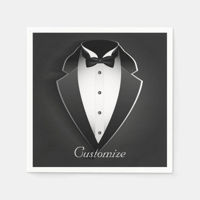 Jetables Serviettes de tuxeedo personnalisées élégantes (Devant)