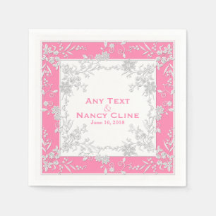 Jetables Serviettes encadrées Florales Spray-Rose-Blanc Élé