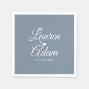 Jetables Serviettes Heart Script simple (Dusty Blue Dk)