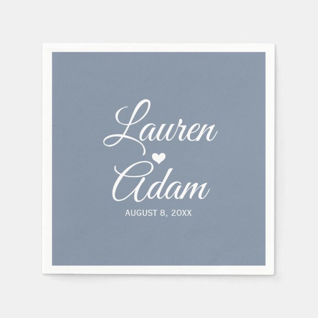 Jetables Serviettes Heart | Script simple (Dusty Blue Dk) (Devant)