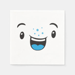 Jetables Serviettes Kawaii face bleu souriant