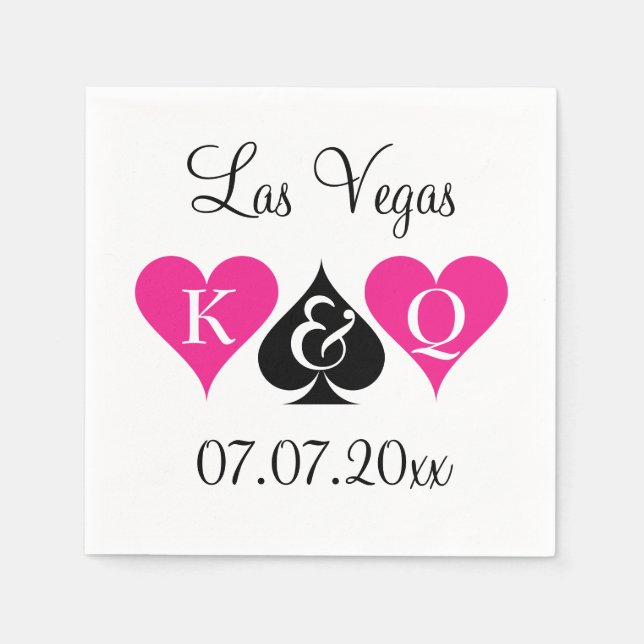 Jetables Serviettes mariage à thème Las Vegas avec monogram (Devant)
