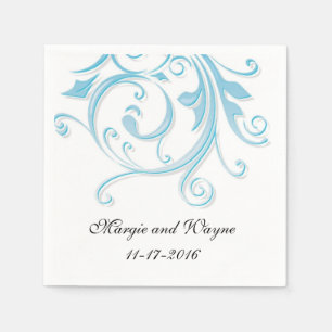 Jetables Serviettes Mariage bleu personnalisées