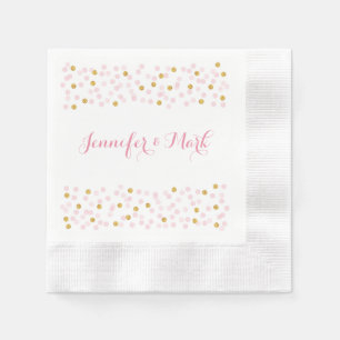 Jetables Serviettes Mariage personnalisées Pink & Gold Conf