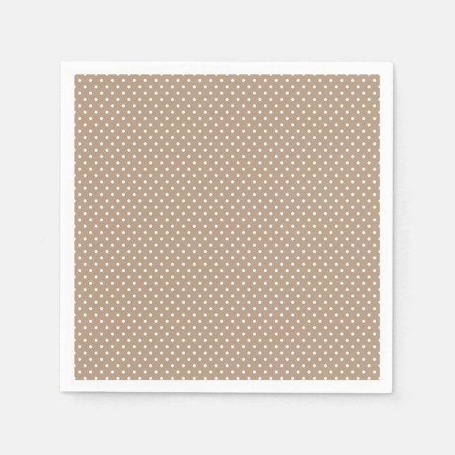 Jetables Serviettes Mocha Brown et blanc Polka Dot (Devant)