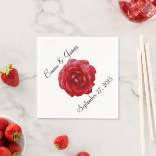 Jetables Serviettes - Papier - Rose Rouge Rouge