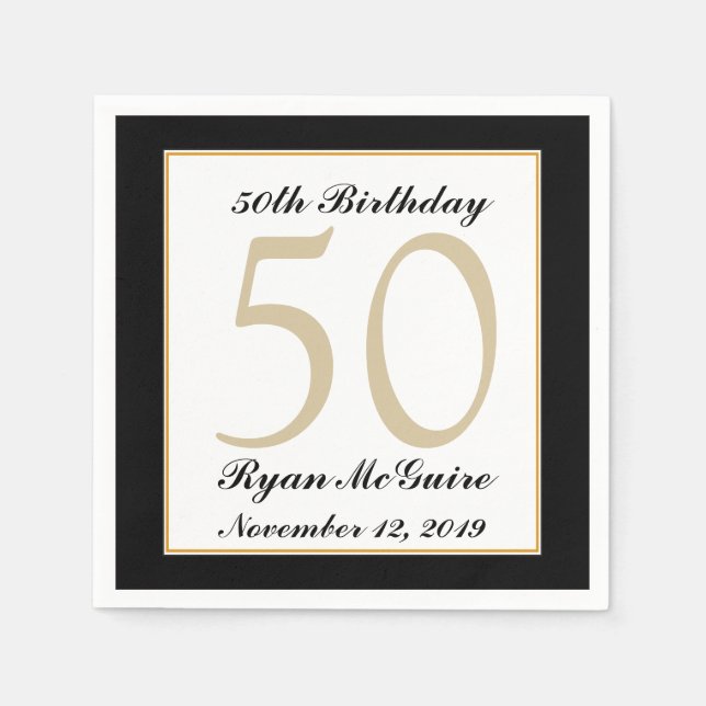 Jetables Serviettes personnalisées 50e anniversaire (Devant)