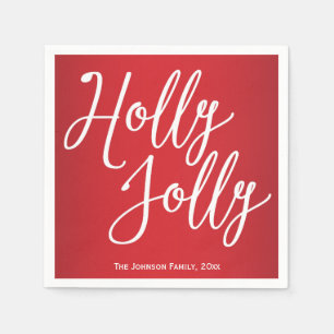 Jetables Serviettes personnalisées en papier de Noël Holly 
