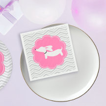 Serviettes pour Fête Baby Shower Bébé Rose Teckel