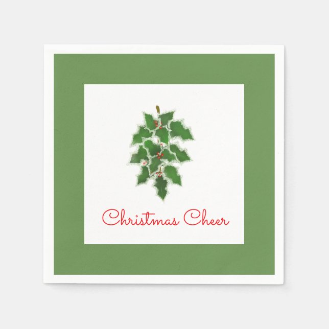 Jetables Serviettes Snowy Holly (Devant)