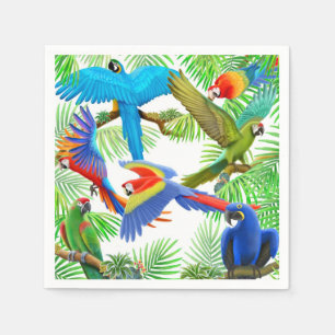 Jetables Serviettes tropicales de jungle de perroquet d'ara