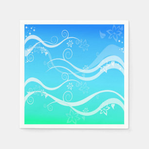 Jetables Serviettes Turquoise Sea White