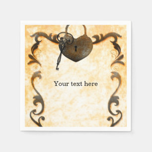 Jetables Serviettes vintage antiques Heart Lock & Key