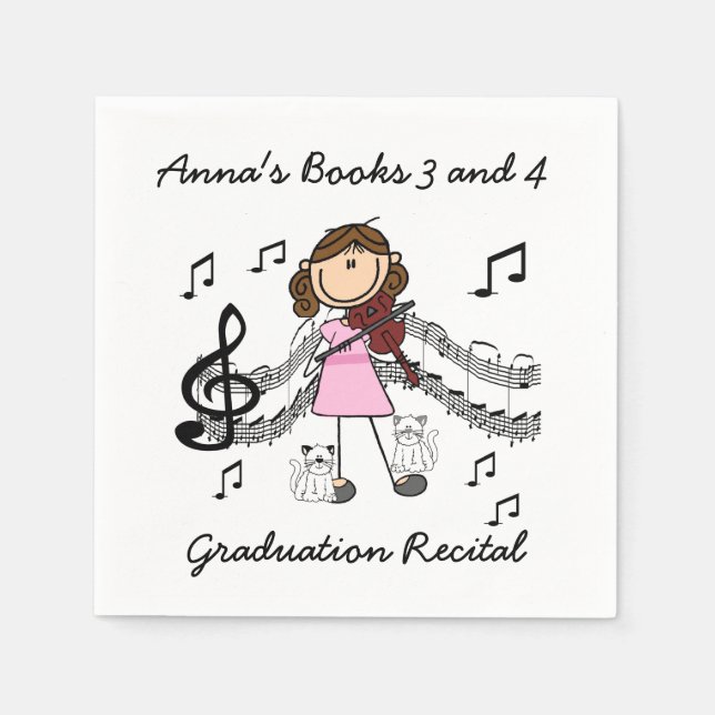 Jetables Stick Figure Violon Player Papier serviettes (Devant)