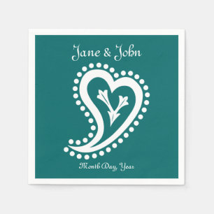 Jetables Sweet Paisley Hearts dans les serviettes Turquoise