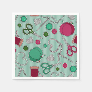 Jetables Thème de couture mignon serviettes vert