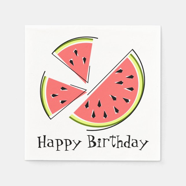 Jetables Watermelon Pièces Joyeux papier serviettes d'anniv (Devant)