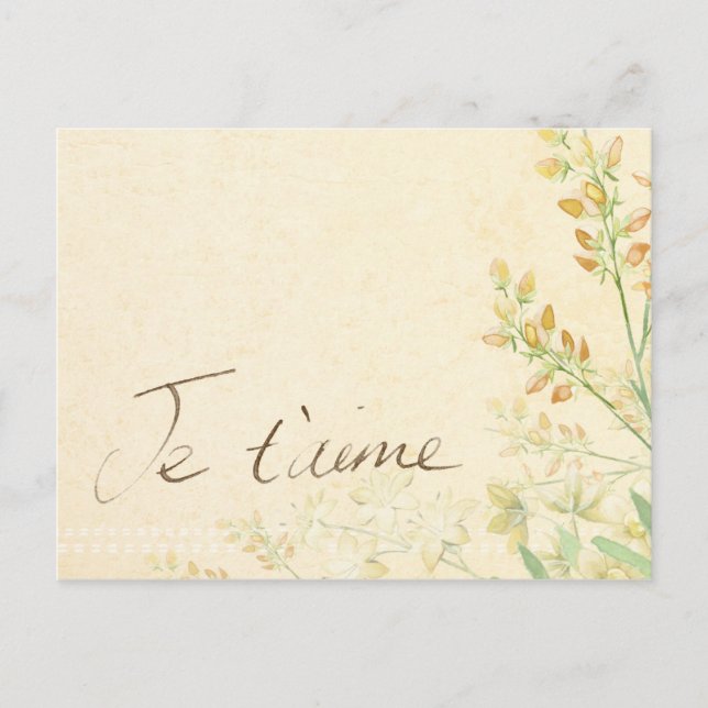 'Jet'aime' - French Vintage Victorian Floral Postcard (Front)