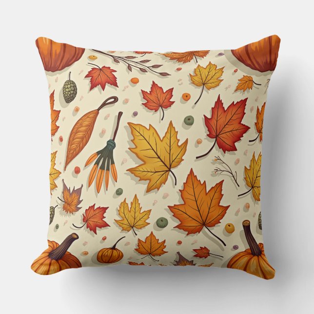 Jeter des coussins avec des feuilles d'automne et  (Recto)