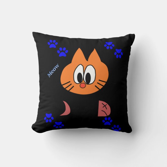 Jeter des pattes de chat oreiller noir (Recto)