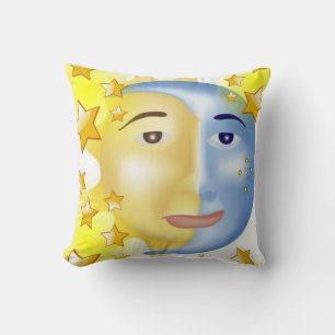 Jeter Oreiller Jaune Soleil Bleu Lune