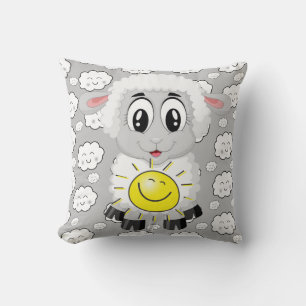 Jeter Oreiller Mouton Nuages gris-soleil