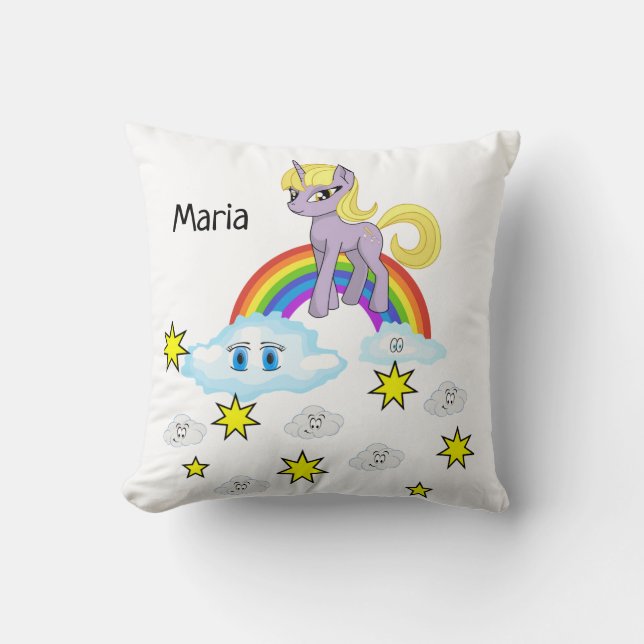 Jeter Oreiller Pony Arc-en-ciel Étoiles (Recto)