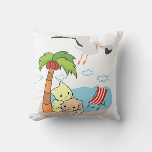 Jeter Oreillers Kittens Chat Plage Mouette