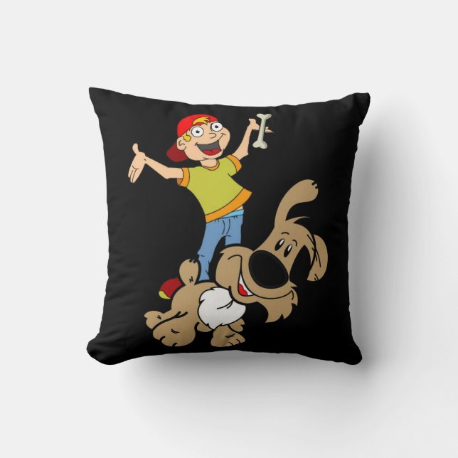 Jetez des oreillers garçon chien os noir (Recto)