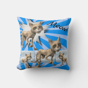 Jetez Oreiller Meow ! Bleu chats