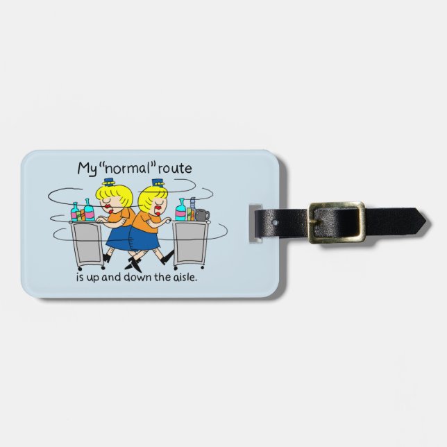 Jetlagged Comic | Bev on Beverage Cart Luggage Tag (Front Horizontal)
