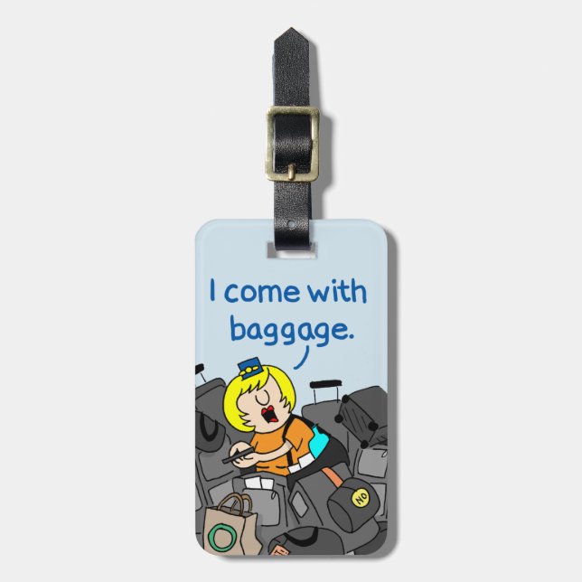 Jetlagged Comic | I Come with Baggage Luggage Tag (Front Vertical)