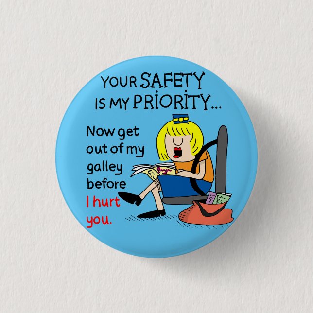 Jetlagged Comic | Your Safety Round Button (Front)