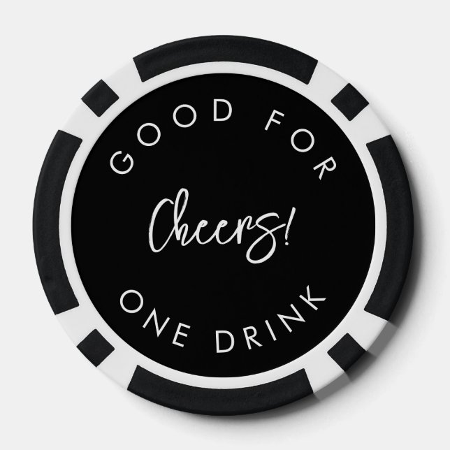 Jeton de boisson mariage noir moderne contemporain (Verso)