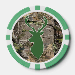 Jeton de poker de tête de cerfs communs de camo d