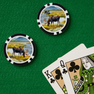 Jeton de poker orignal aquarelle monogramme
