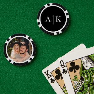 Jeton de poker photo de monogramme pour fête de fi