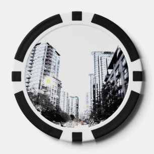 Jeton de poker, photo de ville la nuit poker chips