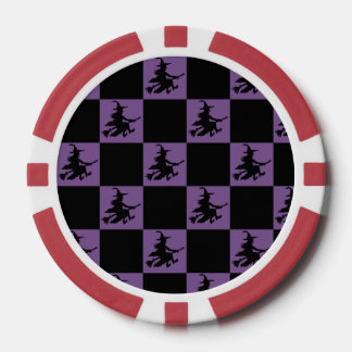 Jetons de poker à carreaux noirs et violets sorciè