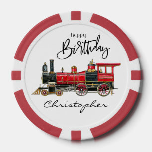 Jetons de poker d'anniversaire de train vintage es