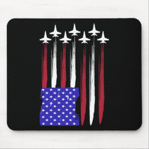 Jets 4th Of July Patriotic Red White Blue Usa Flag Mouse Pad